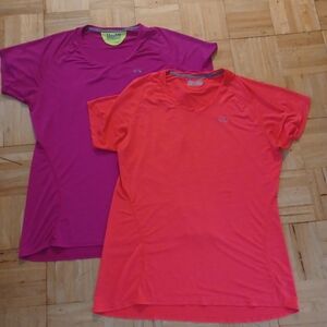 Under Armour semi-fitted heat gear shirts size large purple,  orange